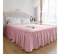Shein 1 pieza Falda de cama, ropa de cama, sábana suave y transpirable, dobladillo con volantes y banda elástica, sueño cómodo, ligero y elegante, textura s