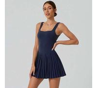 Shein 1 pieza Falda deportiva con pliegues, sin espalda y sin costuras para mujer, apta para trotar, fitness, tenis, pickleball, golf, primavera/verano