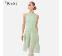 Shein 1 pieza Falda tutú para baile moderno, baile clásico y práctica, diseño floral romántico y delicado de color verde claro con lazo, regalo para novia,
