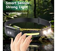 Shein 1 pieza Faro delantero recargable portátil súper brillante LED impermeable con sensor de movimiento para camping, correr, pescar, bicicleta