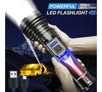 Shein 1 pieza Farol táctil con linterna LED de alta potencia 2000LM con luz de pantalla y carga USB, para camping, pesca, emergencias y zoom, accesorios de