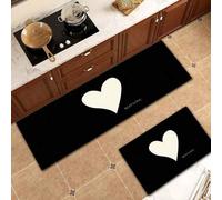 Shein 1 pieza Felpudo antideslizante y antigrasa para decoración del hogar, alfombra rectangular impresa con elementos de letras, a prueba de agua y no manc