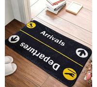 Shein 1 pieza Felpudo con lema de llegada y salida con tema de avión, material de fibra de cachemir de alta calidad súper absorbente, lavable a máquina, ade