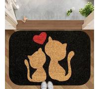 Shein 1 pieza Felpudo con silueta de gato Whisker Wonders, alfombra rectangular de poliéster con respaldo antideslizante de PVC, lavable a máquina, alfombra