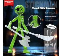 Shein 1 pieza Figura de acción articulada de bloques de construcción con diseño de hombre de cerillas, coleccionable, regalo para hombres, regalo de vacacio