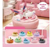 Shein 1 pieza Figura de la serie de poses de sueño de la evolución de Eevee de Pokémon, textura de resina suave, decoración de caja ciega linda, adecuada pa