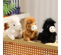 Shein 1 pieza Figura de peluche suave de poni sentado lindo, muñeca de caballo de dibujos animados de acompañamiento de escritorio para alivio del estrés, m