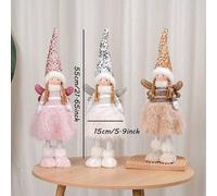 Shein 1 pieza Figura decorativa de ángel hada de 55cm con lentejuelas rosa y blanco, regalo de Navidad, decoración de ángel multicolor para interiores, amig