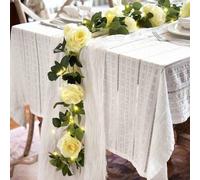 Shein 1 Pieza Flores Artificiales Amaranth Champagne Rose Seda Flores Garland Wreath Decoración Floral Colgante Con Luz De Cuerda Led De 3m, Para Decoración