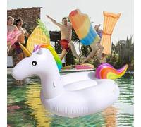 Shein 1 pieza Flotador inflable de unicornio de verano, diseño de unicornio arcoíris, para acostarse y sentarse, accesorio de deportes acuáticos para piscin