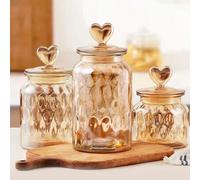 Shein 1 pieza Frasco de vidrio con tapa esférica, recipiente de almacenamiento de alimentos transparente con tapón redondo de madera hermético, para especia