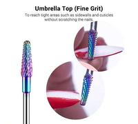 Shein 1 pieza Fresa de acero de tungsteno arcoíris para manicura, eliminar esmalte de gel, broca de lima de uñas, resistente a la oxidación y talla grande r