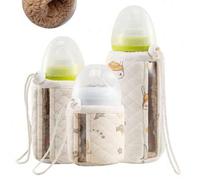 Shein 1 pieza Funda aislante para biberón anticólicos con ventana visible de volumen de leche, 150ml/240ml/330ml, calentador de biberón portátil con cierre