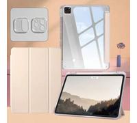 Shein 1 pieza Funda básica de unicolor Funda protectora plegable de acrílico transparente rosa con protectores de lente compatible con iPad A16 11a/10a gene