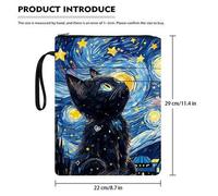 Shein 1 pieza Funda con cierre para libro con impresión del gato negro y cielo estrellado, protector de libro de tapa blanda, manga multiusos lavable para l