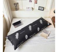 Shein 1 pieza Funda de almohada con estampado de pluma blanca sobre fondo negro 100% premium (inserto de almohada no incluido), suave y transpirable, cierre