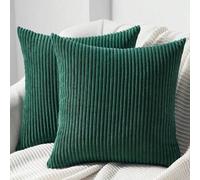 Shein 1 pieza Funda de almohada navideña de 18x18 pulgadas, funda de almohada de pana rayada súper suave de estilo bohemio, cojín decorativo navideño para s