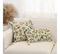 Shein 1 pieza Funda de almohada o cojín lumbar de jacquard con urraca en una rama, adecuado para dormitorio, sala de estar, sofá