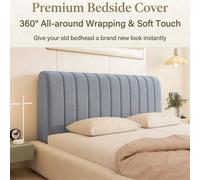 Shein 1 pieza Funda de cabecera a rayas verticales minimalista gris, protección envolvente de 360°, ajustable para cabeceras delgadas/gruesas, fácil de quit