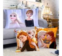 Shein 1 pieza Funda de cojín de Frozen de Disney con Elsa y Anna - Suave y mullida, con estampado, de poliéster, con diseño de tema de intersección de otoño