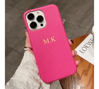 Shein 1 pieza Funda de cuero personalizada con patrón de lichis y nombre personalizado