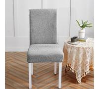 Shein 1 pieza Funda de silla con patrón de hojas en jacquard, hidrofóbica y anti-salpicaduras, de color gris claro, con alta elasticidad, para todas las est