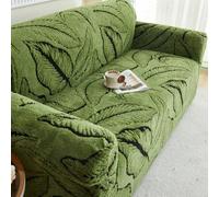 Shein 1 pieza Funda de sofá de tela de peluche suave catiónica a prueba de mascotas, con patrón de hojas en jacquard en relieve, opciones de color versátile