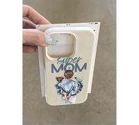 Shein 1 pieza Funda de teléfono a prueba de golpes con cobertura total de TPU y gráfico "Super Mom" en color blanco, compatible con Apple 16, 15, 14, 13, 12
