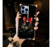 Shein 1 pieza Funda de teléfono a prueba de golpes con patrón de bola de Navidad negra y dorada, compatible con iPhone/Galaxy/Redmi Note 13 Pro 5G/Note 13 5