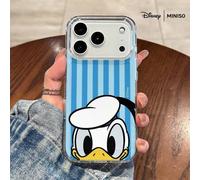 Shein 1 pieza Funda de teléfono con diseño de rayas azules y Donald Duck de Disney P boo, adecuada para iPhone 17/17 Pro/17 Pro Max/17 Air/16/15/14/13/