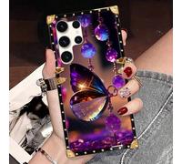 Shein 1 pieza Funda de teléfono con estampado de mariposa morada a prueba de golpes y de moda, adecuada para Samsung Galaxy S26 Ultra/S26/S26 Plus, 17 Pro M