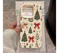 Shein 1 pieza Funda de teléfono con material TPU, diseño cálido y alegre de árbol de Navidad, lazo rojo, bola y copos de nieve compatible con iPhone/Redmi