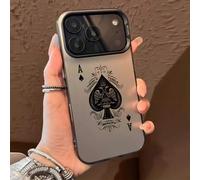 Shein 1 pieza Funda de teléfono con patrón de pica negra energética con lente mate, personalizada para iPhone 16 Pro Max, 17/16/15/14 Plus, 13/12/11, Air, c