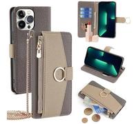 Shein 1 pieza Funda de teléfono con tapa, soporte y tarjetero de metal gris compatible con Apple 17/17 Pro, Honor Magic Lite, OnePlus Nord CE3, Wish2, Apple