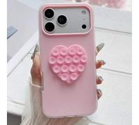 Shein 1 pieza Funda de teléfono con ventosa de color rosa, funda de teléfono de color macaron de 2 en 1 con ventosa con forma de corazón DIY, último modelo