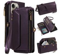 Shein 1 pieza Funda de teléfono de cuero multifuncional con ranura para tarjeta, correa cruzada, diseño de billetera compatible con Apple 17 Pro Max/ A16 Sm