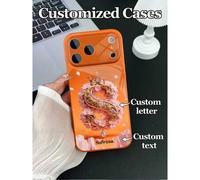 Shein 1 pieza Funda de teléfono personalizable con diseño de texto y letras, con patrón de rollo de sakura rosa y detalles huecos, hecha de vidrio templado,