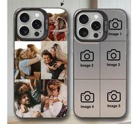 Shein 1 pieza Funda de teléfono personalizable para boda con marco negro mate, compatible con Samsung S24 Ultra/S25 Ultra y Apple XR 11 13 14 15 16 Pro Max