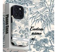 Shein 1 pieza Funda de teléfono personalizada, personalizable para letras, Names, apodos, compatible con iPhone y teléfonos, de piel de PU a rayas verticale