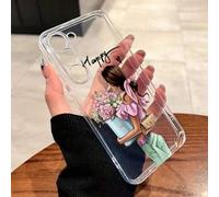 Shein 1 pieza Funda de teléfono pintada con flores perforadas y transparentes, resistente a golpes, compatible con iPhone 16/11/16pro/16plus/16promax/16e/15