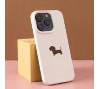 Shein 1 pieza Funda de teléfono simple y resistente a golpes con textura de perro Dachshund lindo y lichis, compatible con iPhone 16, 15, 14, 13, 12, 11, 17
