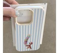 Shein 1 pieza Funda de teléfono suave con diseño divertido de mono a rayas y patrón de lichis compatible con iPhone 17 16 15 14 13 12 11 Pro Max MINI AIR 14