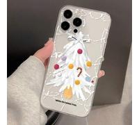 Shein 1 pieza Funda de teléfono transparente con patrón de bola de Navidad y árbol blanco compatible con iPhone 15/15 Plus/15 Pro/15 Pro Max