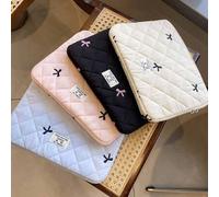 Shein 1 pieza Funda para Tablet de 11-16 pulgadas de poliéster con bordado Argyle en color macaron, ligera y bien ajustada