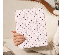 Shein 1 pieza Funda para tableta con carcasa de acrílico totalmente transparente y patrón de lunares rosas, compatible con iPad 10th/11th/10.2/10.5/Air4/Air