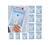 Shein 1 pieza Funda protectora de pasaporte bordada con rosa roja con las primeras letras de la A a la Z impresas, cartera de pasaporte vintage para mujeres