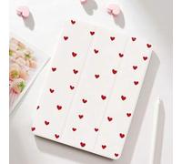Shein 1 pieza Funda protectora de tableta con patrón de corazón rojo sobre fondo blanco, compatible con iPad 10.2", iPad Pro 2021/2020, iPad 9th/10th Gen,