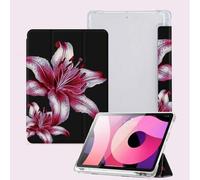 Shein 1 pieza Funda protectora de tableta con patrón de flor de hibisco rosa sobre fondo negro, compatible con Apple iPad 10.2" 2021/2020, iPad 9th/10th Gen