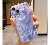 Shein 1 pieza Funda protectora de teléfono resistente a golpes, pintada con letras perforadas transparentes, corazón y flor, compatible con iPhone 16/11/16p