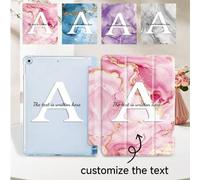 Shein 1 pieza Funda protectora para iPad con texto y nombre personalizados, impresión en color UV de doble cara sobre fondo de mármol, compatible con Sams